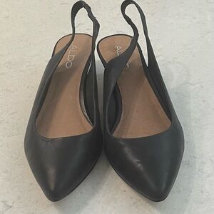 ALDO Black Pointed Slingback Kitten Heels